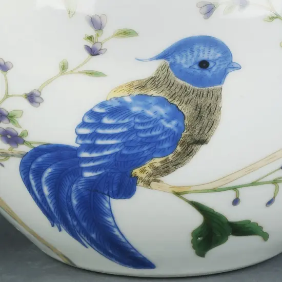 AA Importing Birds and Flowers RoundJar with Lid Blue {3}