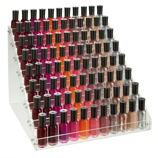 8 Tier Clear Acrylic Nail Polish Display Rack with 96 Standard Sized Bottle Capacity, Organizer for Salons (12.75 x 12.5 x 9.25 in) {1}