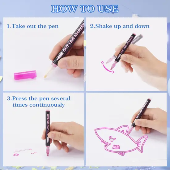 12 Colors Shimmer Outline Markers for Scrapbook, Markers Set for 10 12 Year Old Girls, Glitter Makers Teen Girl Trendy Stuff Kids Makers for Art and Crafts School Supplies Drawing Kits {3}