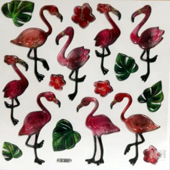 Designer Flamingos Epoxy Dimensional Stickers {1}