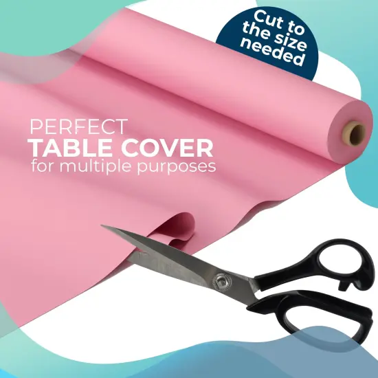 Exquisite Plastic Table Cover Roll &ndash; 40" x 300' Disposable Tablecloth Roll &ndash; Premium Thick 0.5 MIL Plastic Banquet Roll &ndash; Party Table Cover Roll for Events & Catering Pink {3}