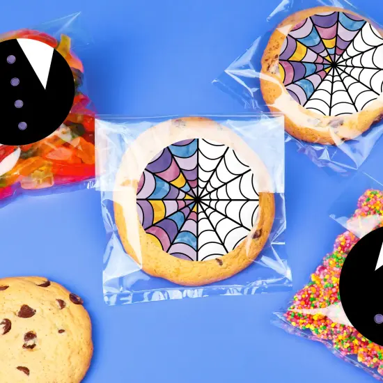 Big Dot of Happiness Goth Girl & Spider Web Stained Glass Window Stickers and Clear Cookie Bags, Cellophane Bags 4.25x7 Inches, Party Favor Gift 25 Ct {3}
