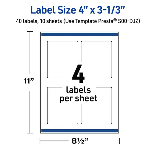Avery Printable Rectangle Labels, Gold Edge Dots, 4" x 3-1/3", Glossy White Rectangle Labels, Permanent, Laser/Inkjet, 40ct, Great for Product Labels {5}