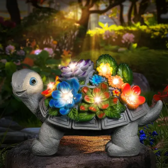 Turtle Statue Solar Lights Outdoor Garden Decor {1}