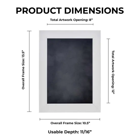 Classic White Wood Shadown Box Frame with Acrylic Front - Dark Grey Suede Backing, 30 Sizes {1}