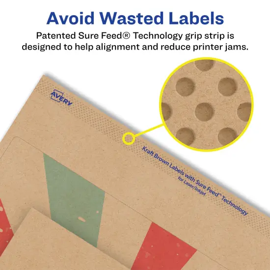 Avery Kraft Brown Square Labels with Sure Feed, 8" x 8" {4}