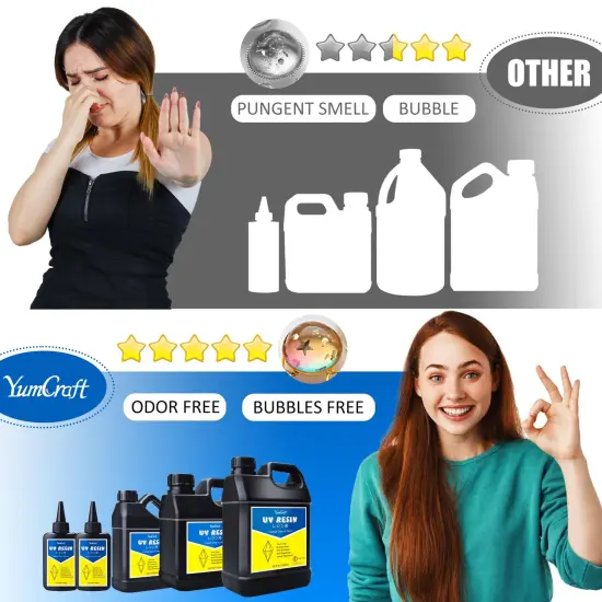 UV Resin - 500g Crystal Clear UV Curing Resin, Low Odor Hard Type Ultraviolet Cure Resin for DIY Jewelry Making, Resin Crafts, Painting - Transparent Bubbles Free UV Epoxy Resin for Casting, Statues {4}