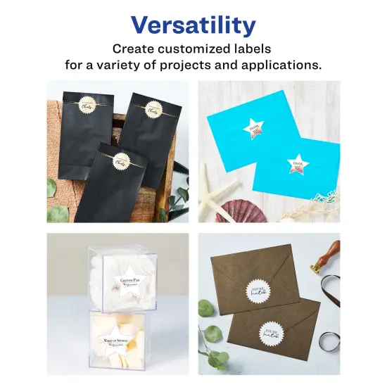 Avery Matte White Removable Starburst Labels with Sure Feed Technology, Print-to-the-Edge, 1" {3}