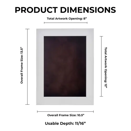 Classic White Wood Shadown Box Frame with Acrylic Front - Brown Suede Backing, 30 Sizes {1}