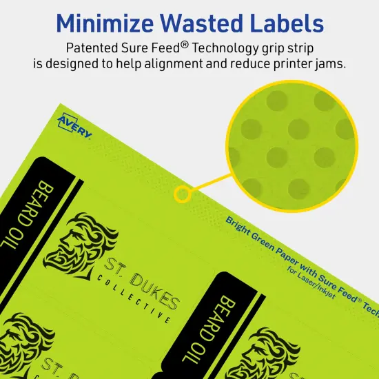 Avery Bright Green Paper Labels, 2" x 3.75" Rectangle {4}