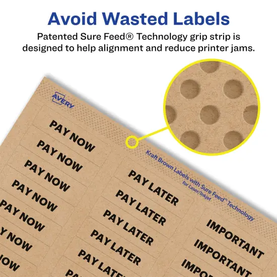 Avery Kraft Brown Rectangle Labels with Sure Feed, 2/3" x 1-3/4" {4}
