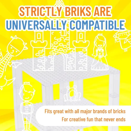 Strictly Briks Classic Stackable Baseplates, Building Bricks for Towers, Shelves, and More, 100% Compatible with All Major Brands, Clear, 4 Base Plates & 30 Stackers, 6x6 Inches, Ages 3-14 {4}