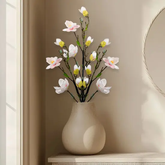 Northlight Magnolia Artificial Floral Sprays- 33" - White and Pink - Set of 4 {1}