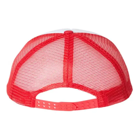 Valucap&reg; Foam Mesh Back Trucker Cap White/ Red {2}
