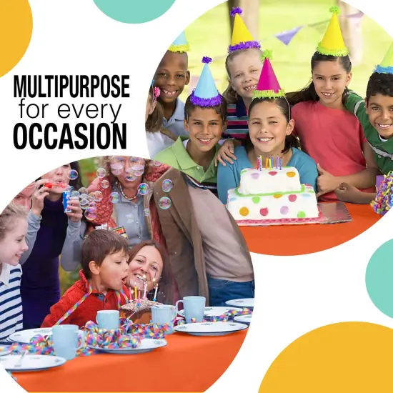 Exquisite Party Solids 54" x 100' Plastic Table Cover Roll with Slide Cutter &ndash; Cut-to-Size Dispenser Box &ndash; Makes Up to 36 Disposable 8' Rectangle Tablecloths Orange {6}