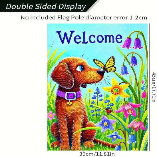 Summer Garden Flags 12x18 Double Sided Welcome Flower Dachshund Dog Garden Flag Yard Decorations Outdoor Decor Small Outdoor Welcome Flags for Outside Garden {4}