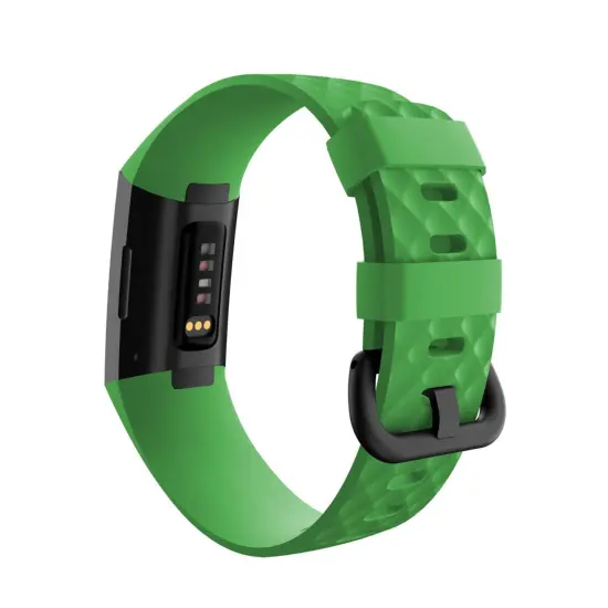 Zodaca Silicone Watch Band Compatible with Fitbit Charge 3, Charge 3 SE (Large), and Charge 4, Fitness Tracker Replacement Bands, Green {1}