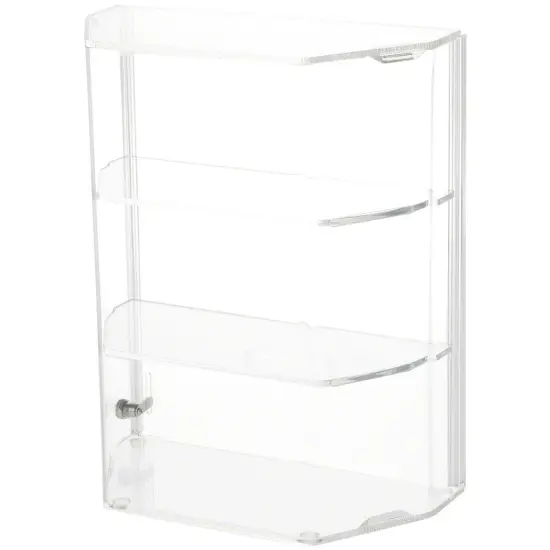 Plymor Clear Acrylic Locking Display Case with Angled Sides and Sliding Back, 2 Shelves {2}