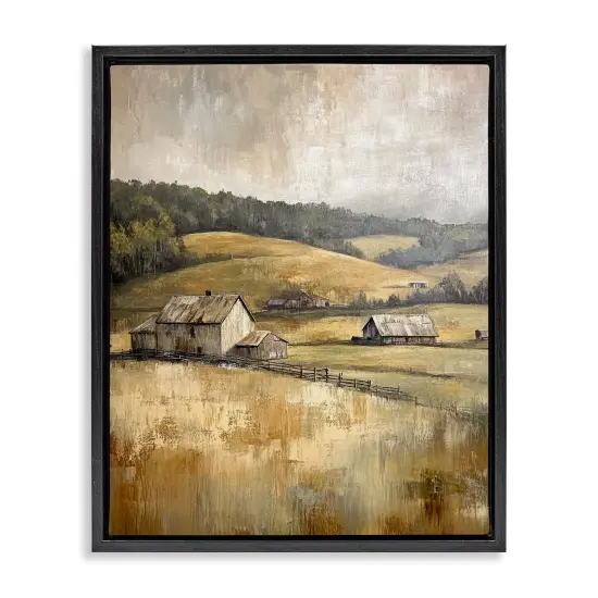 Stupell Industries Rustic Farmland & Rolling Hills Floating Frame Design by Petal Prints Design {1}