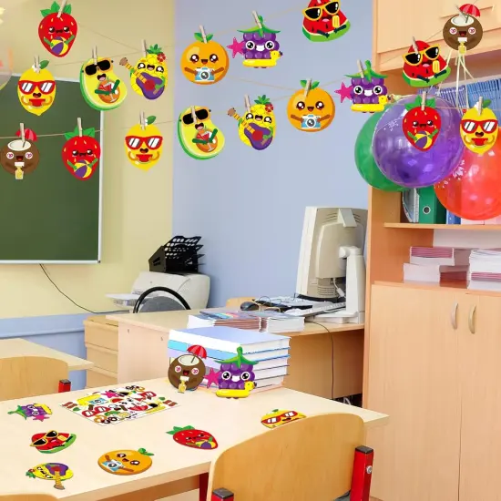 32 Packs Summer Fruit Craft Kits for Kids Hawaiian Fruit DIY Sticker Art Craft Set Summer Party Favors {4}