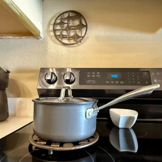 Cast Iron Stars Trivet – Bronze Finish, 8" Round, Mid Century Modern Style {7}