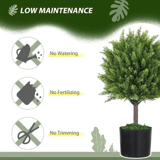 Set of 2 Artificial Cedar Trees Lifelike Greenery {3}