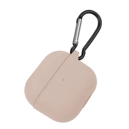 Insten Silicone Case Compatible with Airpods 3 3rd Gen 2021 Earbuds Protective Cover, Front LED Visible, with Carrying Keychain for Girls Women Boys Men, Sand Pink {2}