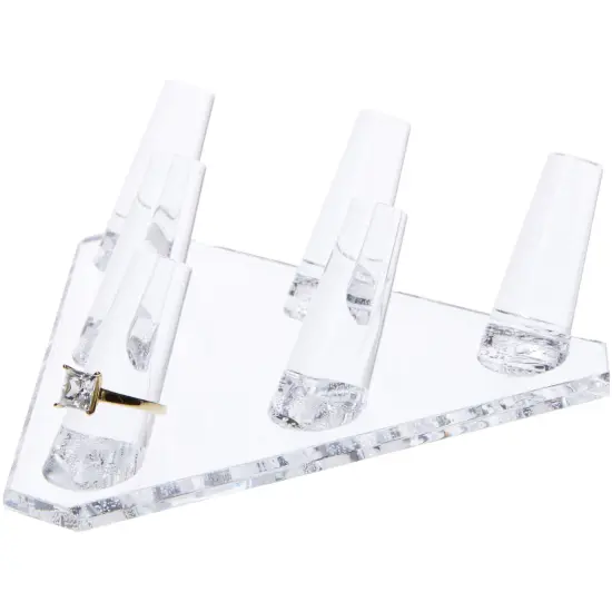 Plymor Clear Acrylic Ring Finger Display, Six, 5.5" W x 5" D x 1.75" H {3}
