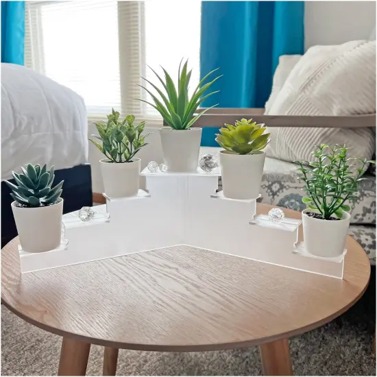 Plymor Frosted Acrylic 7-Item Mini Display Stairs, 4.125" H x 14.75" W x 6" D {4}