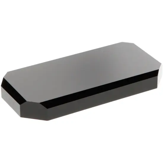 Plymor Black Acrylic Beveled Corner-Cut Rectangular Display Base, 6" W x 3" D x 0.75" H {2}