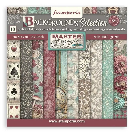 Stamperia BackgroundsDouble-Sided Paper Pad 8"X8" 10/Pkg-Master Of Magic, 10 Designs/1 Each {1}
