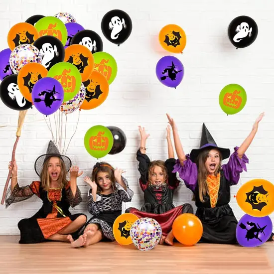 62PCS Halloween Party Balloons Decorations - 12 Inch (Black Orange Purple Green) {2}