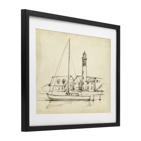 Stupell Industries Lighthouse & Boat Study Framed Print Under Glass, design by Ethan Harper {3}