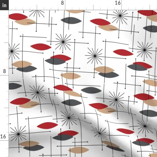 Various Fabrics by the Yard or Fat Quarter Orbs Large Atomic Modern Red Beige Gray Space Age Abstract Custom Printed Fabric by Spoonflower {2}