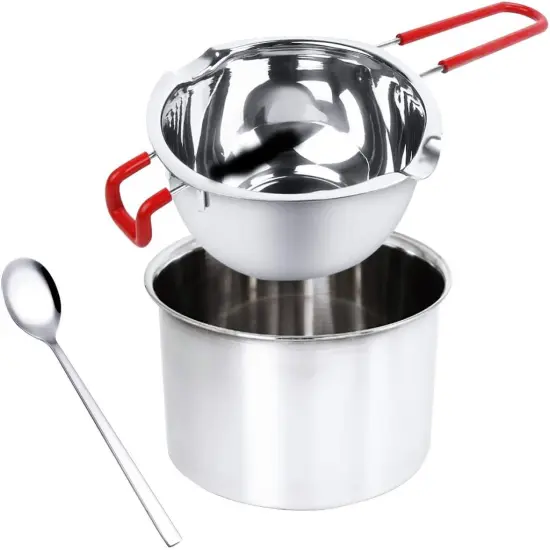 2 Pack Stainless Steel Double Boiler Pot Chocolate Melting Pot Soap Candle Candy Making Tool Kit Wax Melting Heat Proof Bowl for Melting Chocolate, Butter, Cheese, Caramel, Candy, Candle, Wax {1}