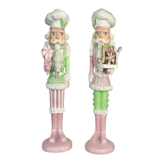 Festive 11.5" Resin Pastel Candy Nutcracker Set in Pink & Mint - Christmas Home Decor (Set of 2)-MTX68367 {1}