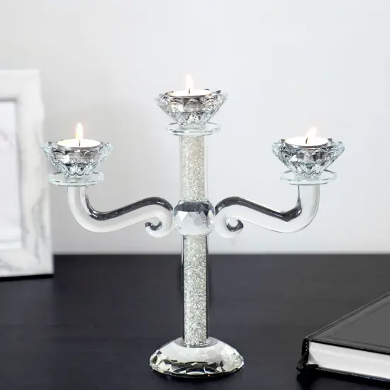 Crystal Candelabra with Crushed Inner Gemstones - 3 Arms {3}