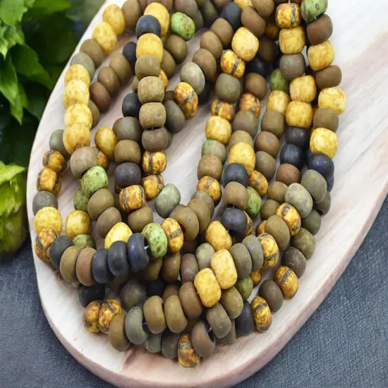 33/0 Aged Matte Caribbean Striped Picasso Seed Bead Mix (9" Strand) {4}