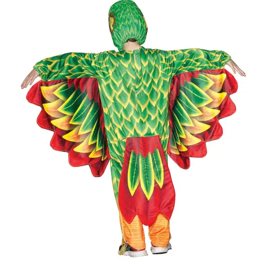 Toddler Green Parrot Halloween Costume Colorful Bird Feather Wings Tail Outfit {2}