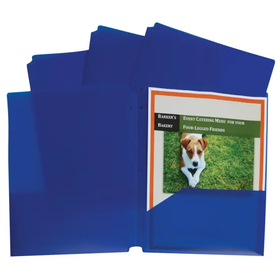 C-Line Poly Portfolio Folder, 3-Hole Punch, 2-Pocket, Blue, Pack of 25 {3}