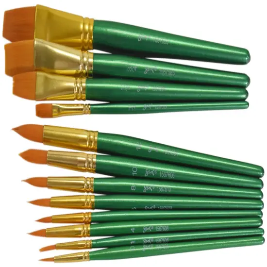 Sax Optimum Golden Synthetic Taklon Paint Brushes, Assorted Sizes, Set of 72 {4}