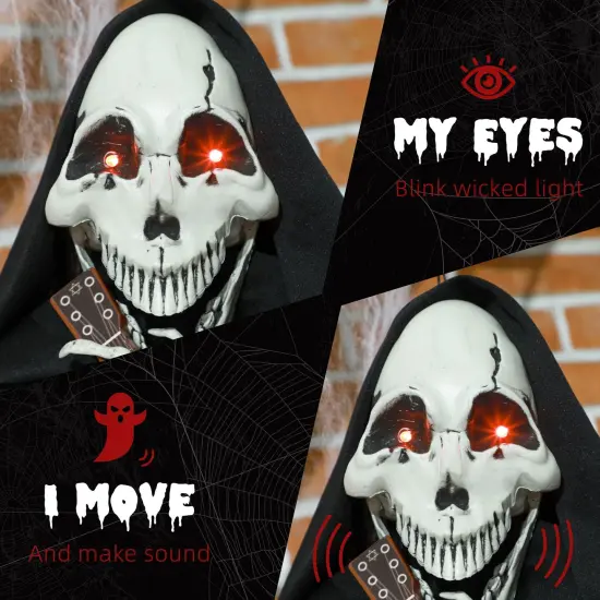 Guitar-Playing Grim Reaper Outdoor Halloween Decoration Animatronic {5}