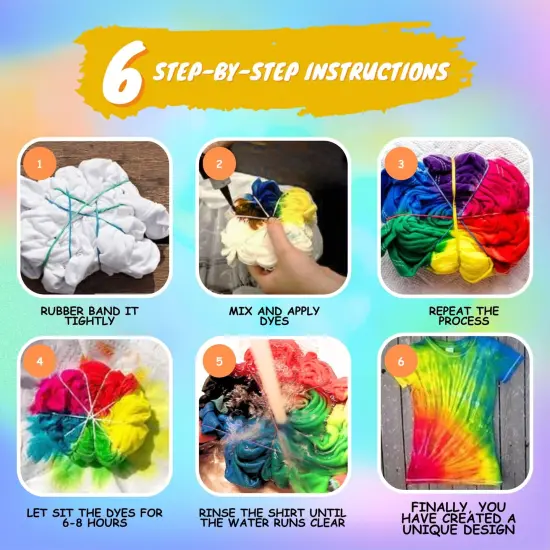 Tie Dye Kit for Kids & Adults - Complete DIY Tie Dye Set w/Tie Dye Powder in Tie Dye Refill Packets -Fun Kids Tie Dye Kit w/Nozzle Spray Tie Dye Kit for Fabric - Dye for Clothing (Pack of 18, 60 ml) {2}