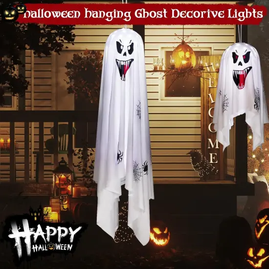 Spooky Halloween Ghost with String Lights {4}