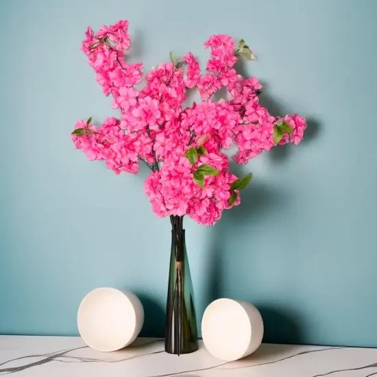Sienna Hot Pink Silk Cherry Blossom Flower 3 Branches Pack 40'' Inches {2}