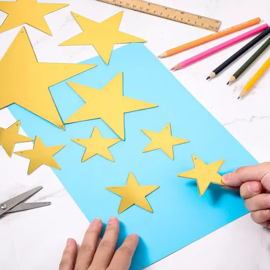 48 Pcs Gold Cardboard Stars Cutouts Party Decorations {5}