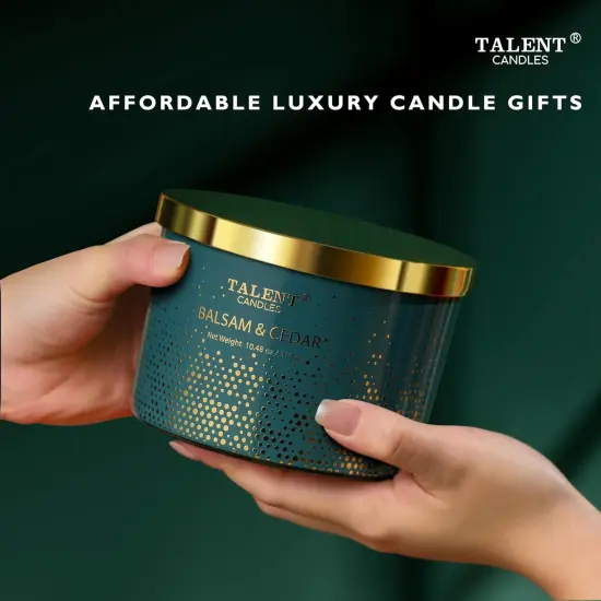 Christmas Candles, Large 3 Wick Jar Candles, Christmas Pine Scented Candles Gifts for Women, Christmas Gift Ideas with Soy Wax Candles, Balsam & Cedarwood {3}