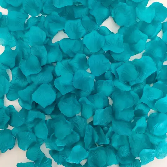 Turquoise Rose Petals for Wedding, 5000 Pcs Turquoise Faux Silk Rose Petals for Romantic Night for Her Set,2.3''Teal Turquoise Blue Artificial Fake Flower Petals for Decorations {1}