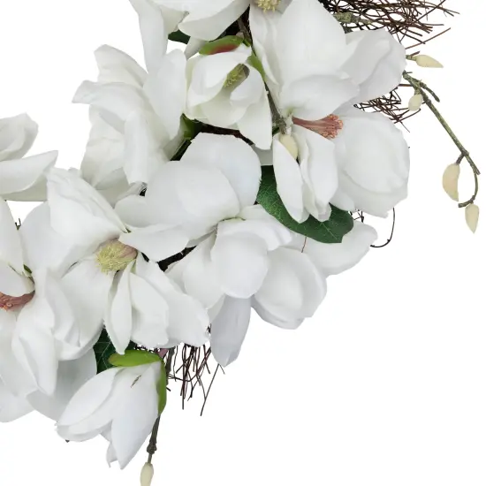 Northlight Magnolia Artificial Spring Twig Wreath - 24" - White {5}