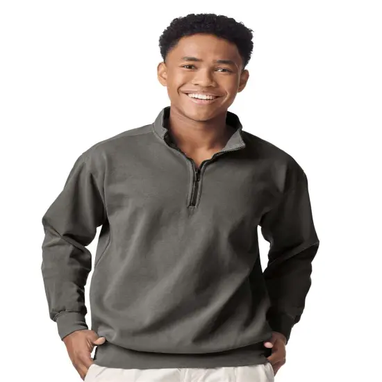 Comfort Colors&reg; Garment-Dyed Quarter Zip Sweatshirt Grey {4}